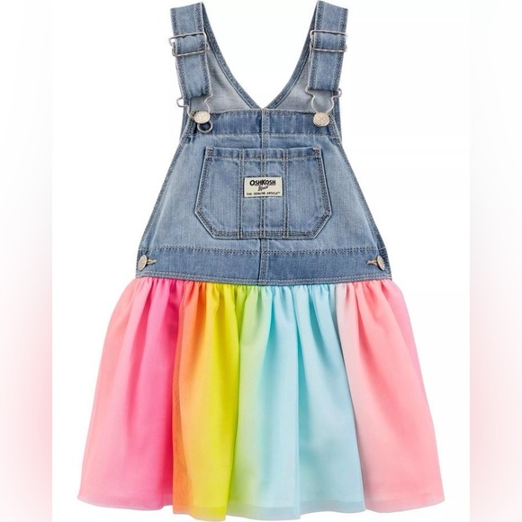 OshKosh B'gosh Other - Oshkosh B’Gosh Denim Rainbow Tulle Skirtall Size 3T